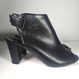 Merona Faux Leather Bootie Heels Womens Perforated Slingback 8.5 Black
